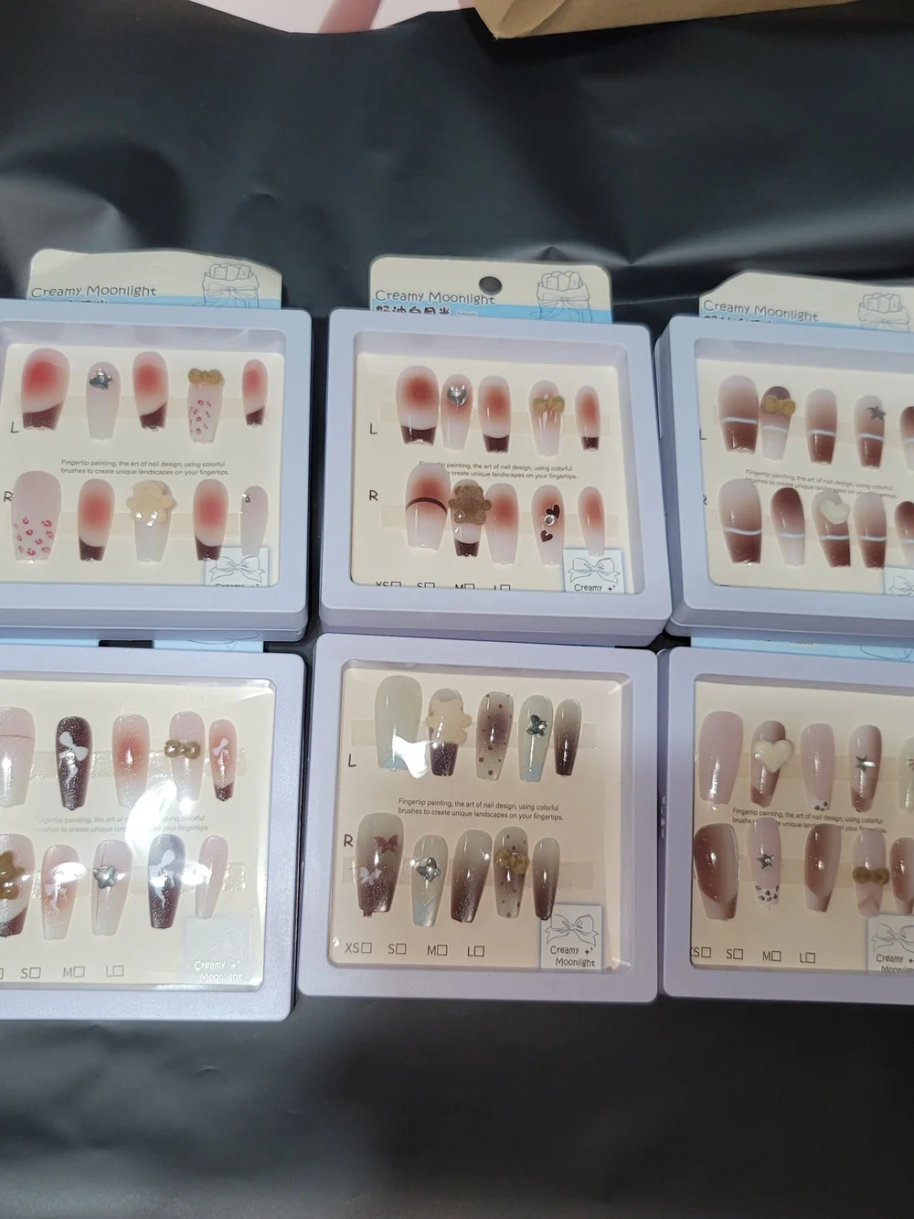 Press On Nail Set Of 6 Desing - Pink & Nude Artificial Nails